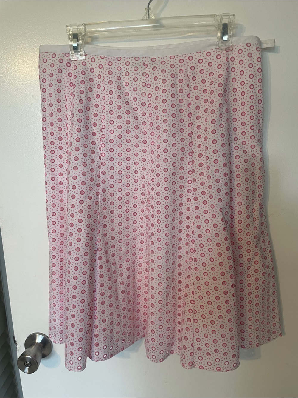 Sigrid Olsen Pink Printed A-Line Skirt with Small Dot Medallions